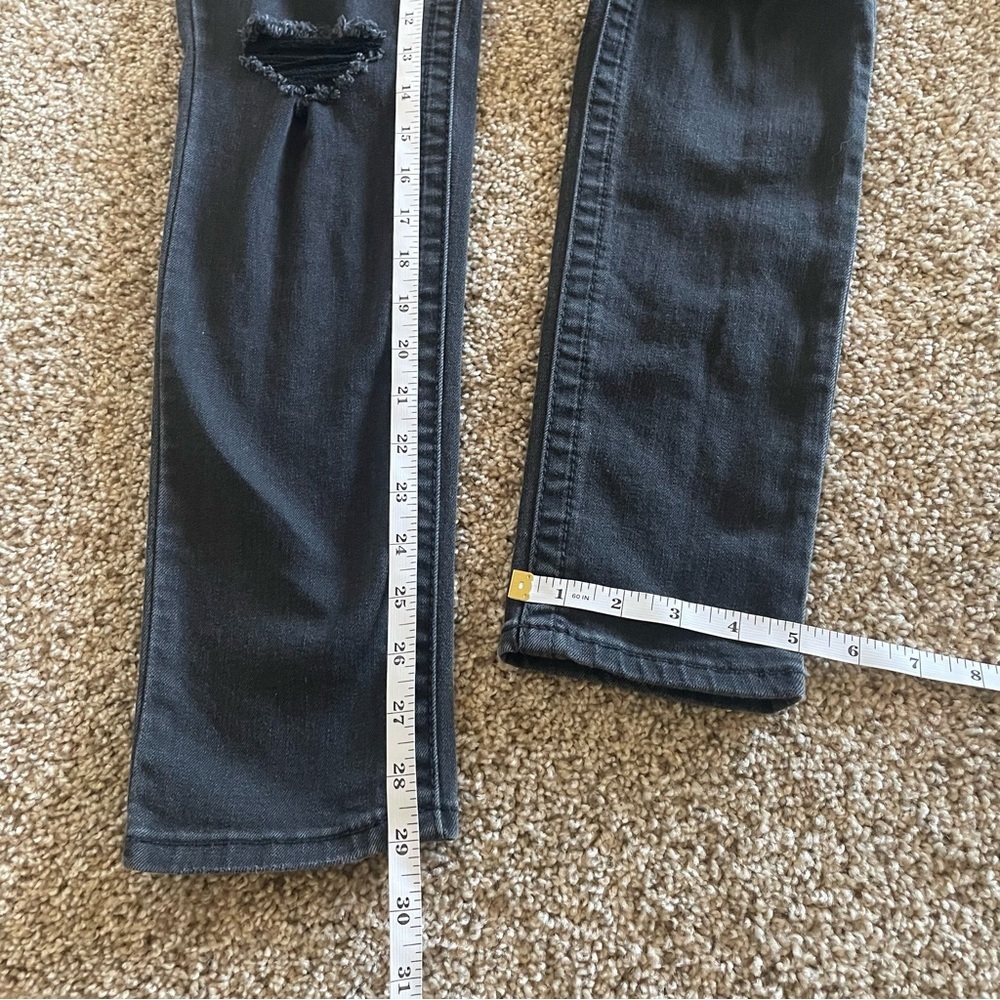 Seven7 Tummyless High Rise Skinny Jeans Women’s 8 Black Distressed Ripped - Picture 12 of 13